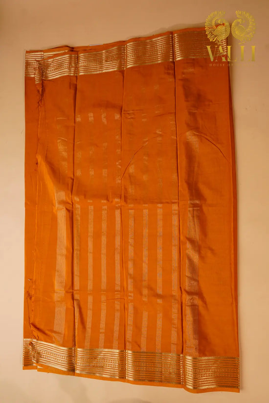 Sunset Orange Semi Crepe Silk Saree with potli Zari Border