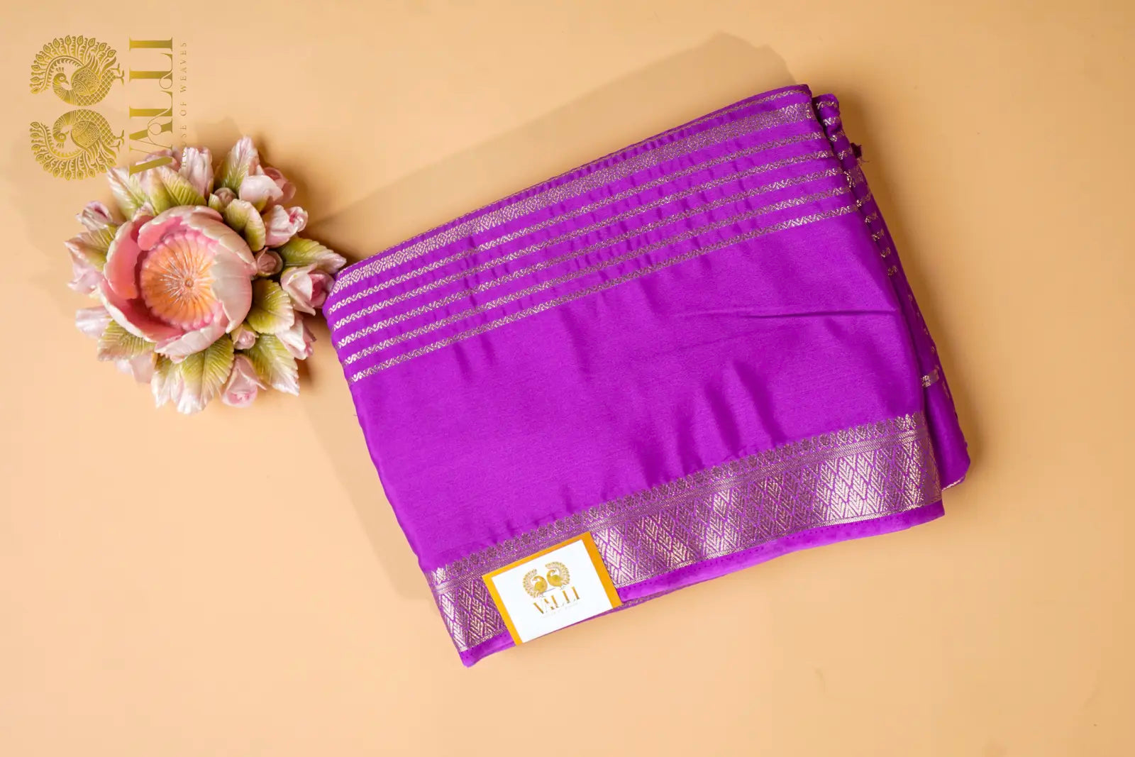 Orchid Purple Semi Crepe Silk Saree with Gold Zari Weaves