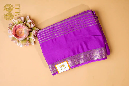 Orchid Purple Semi Crepe Silk Saree with Gold Zari Weaves