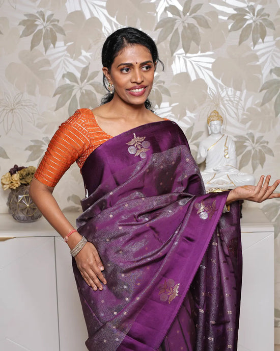 Banarasi Crepe Silk Saree – Royal Purple 