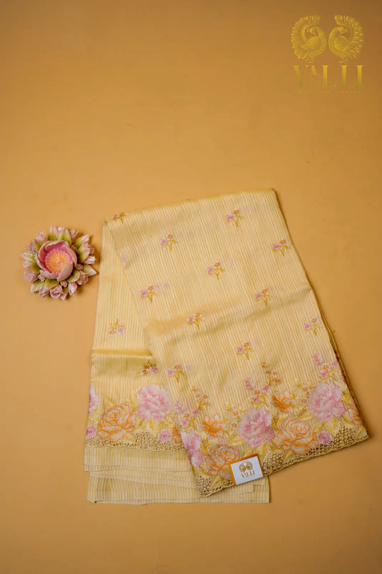Pure Sandal Mul Organza Saree with Embroidery & Cutwork