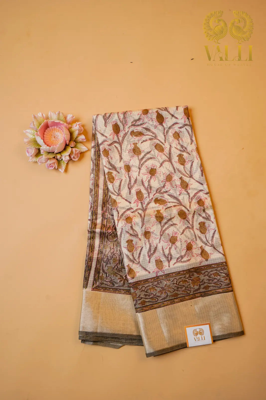 Pure Kota Checks Saree with Block Prints