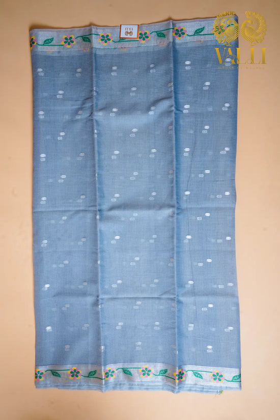 Sky Blue Kota Saree with Floral Border 