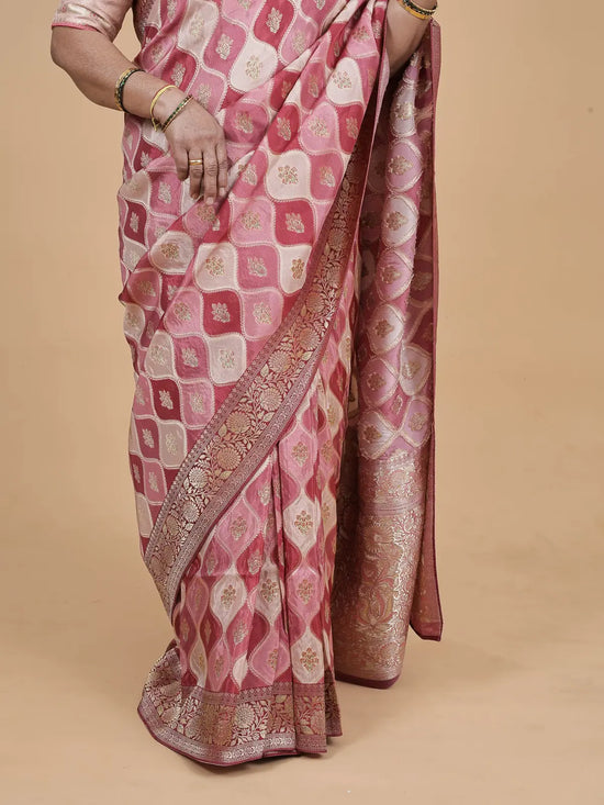 Satin Crepe Silk Saree – Ranghat Pattern with Heavy Brocade Pallu