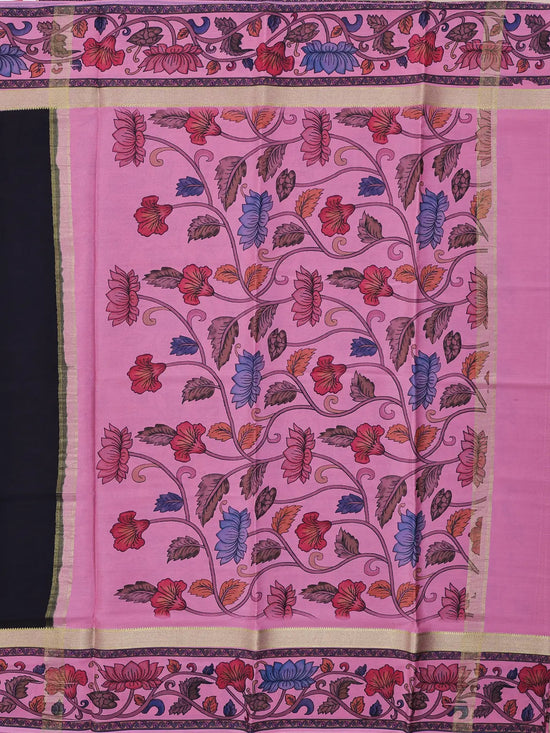 Pure Crepe Silk Saree with Kalamkari Border & Pallu