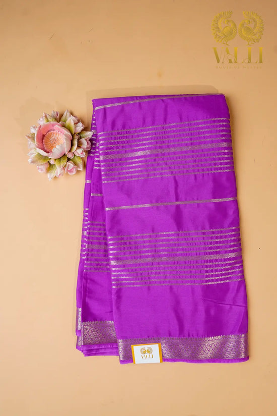 Orchid Purple Semi Crepe Silk Saree with Gold Zari Weaves