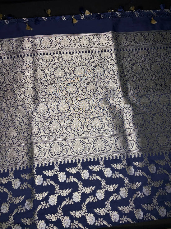 Banarasi katan jaal dark blue 
