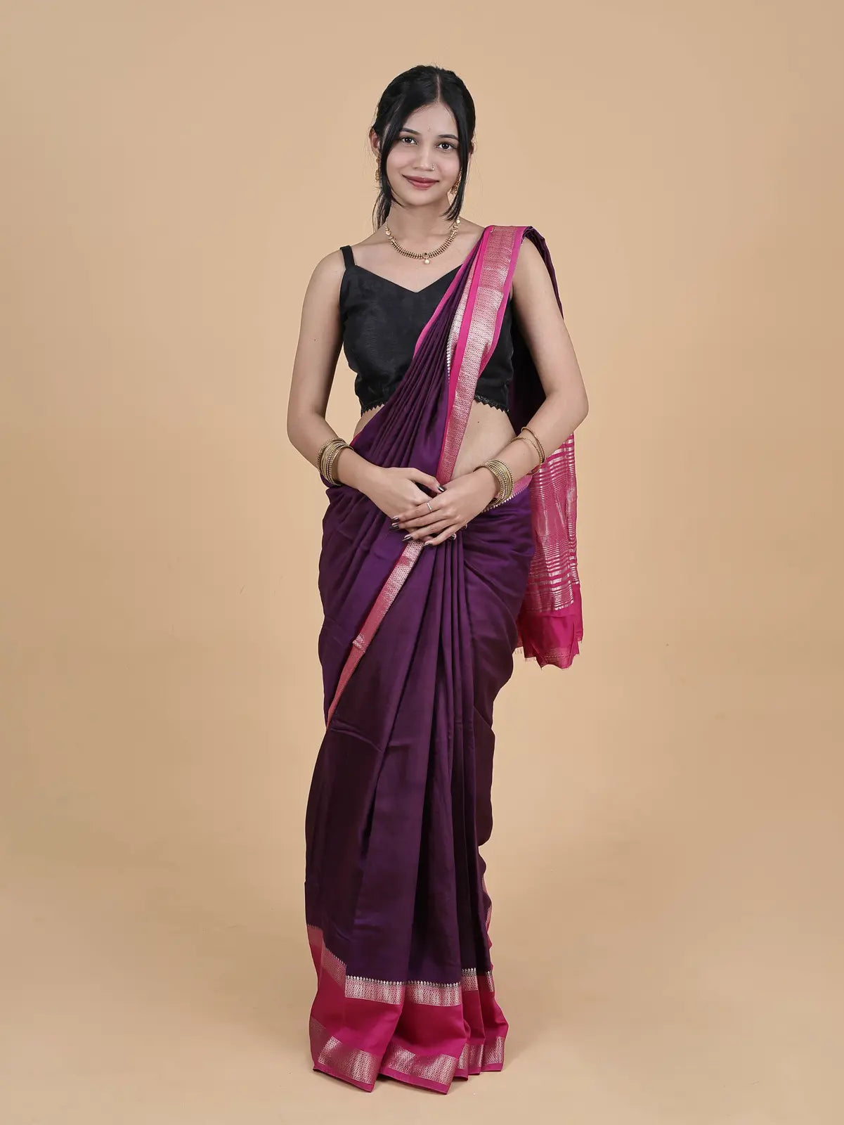 COTTON DUAL TONE - WINE + RANI PINK