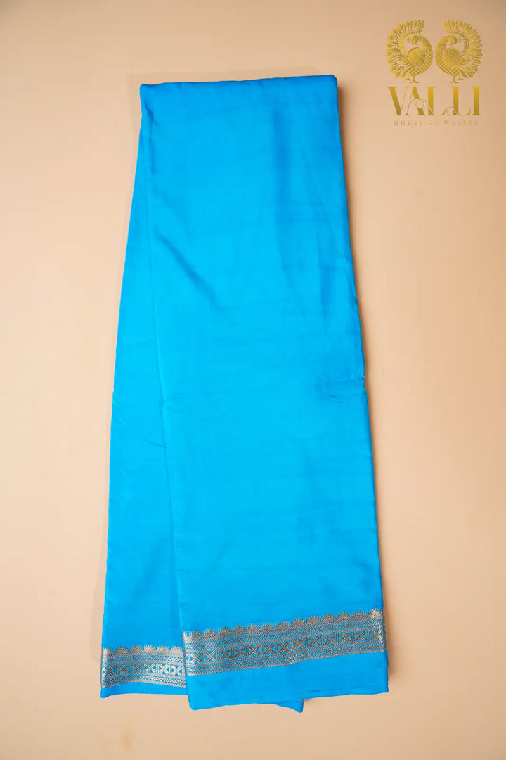 Sky Blue Semi-Crepe Saree with Elegant Half-Inch Border