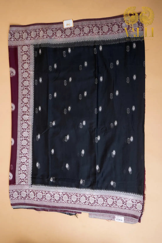 Chiffon saree black +maroon Black 