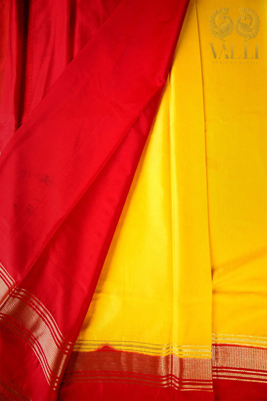 Yellow & Red Semi-Crepe Saree with Bentex Border