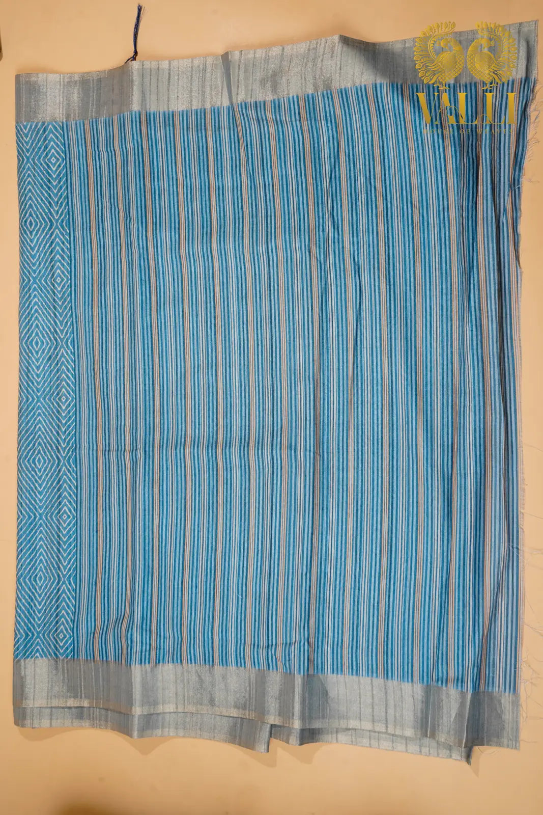 Blue Dola Silk Striped Saree