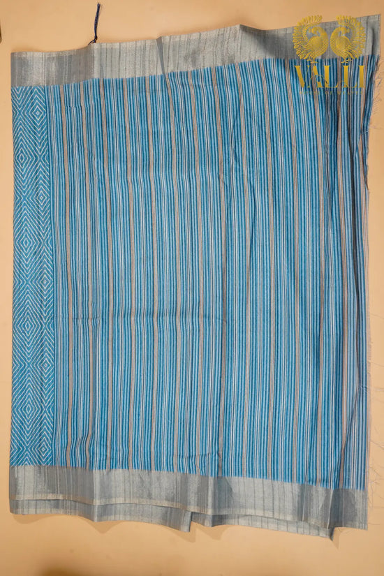 Blue Dola Silk Striped Saree