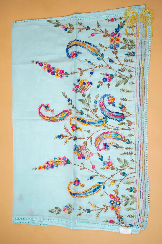 Soft cotton embroidery powder blue 