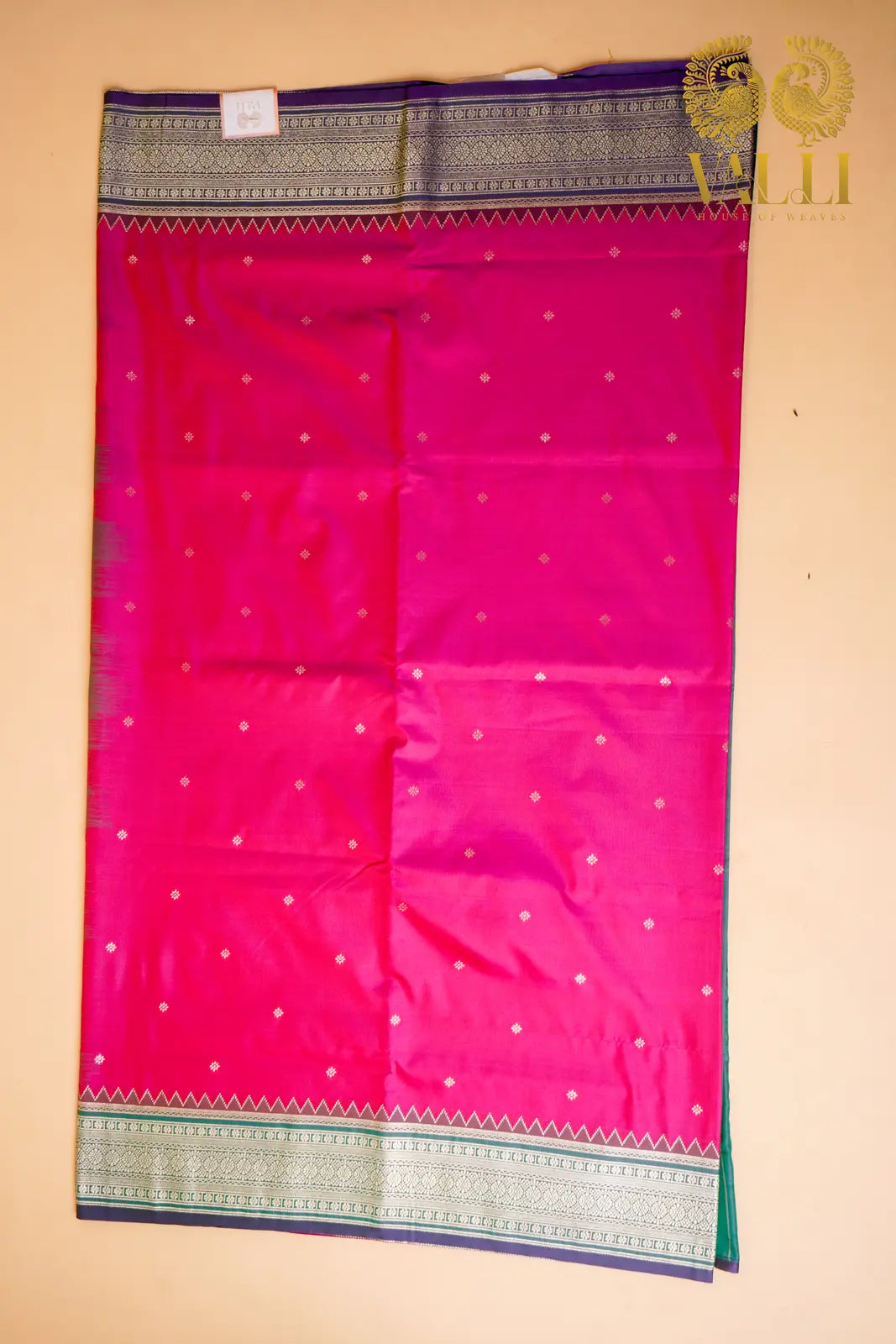 Rani Pink Kanchi Soft Silk Saree with Bottle Green Contrast Border