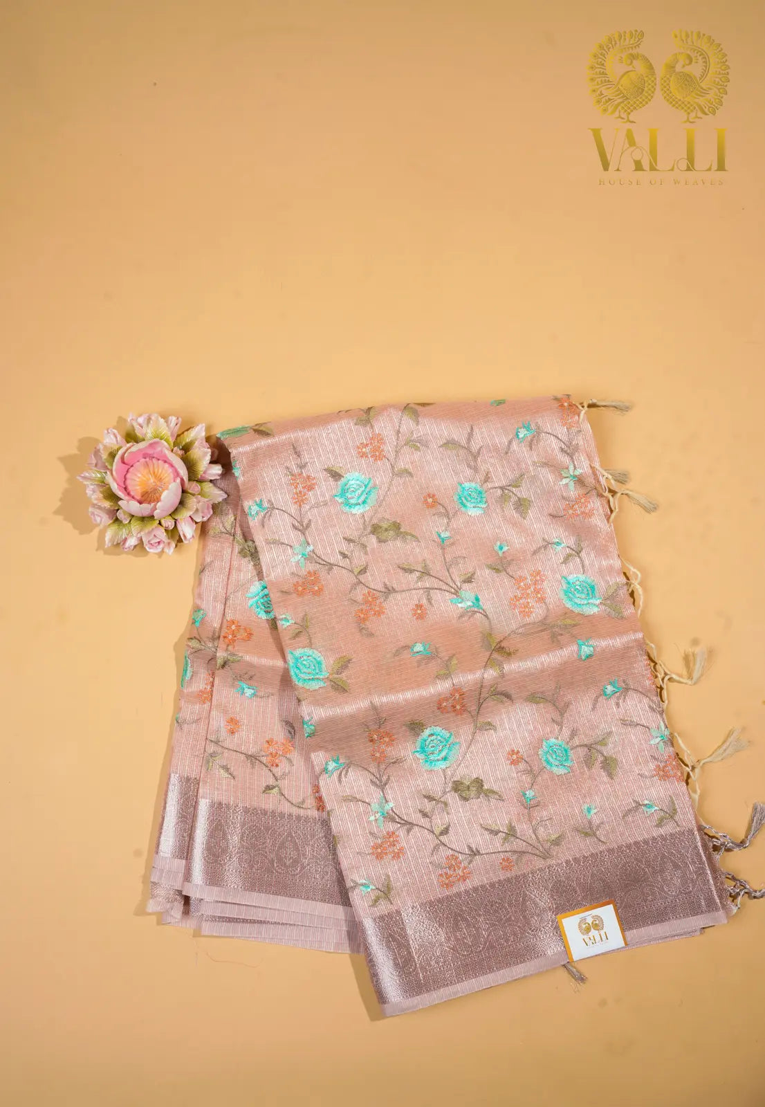Kota Tissue embroidery pastel pink 