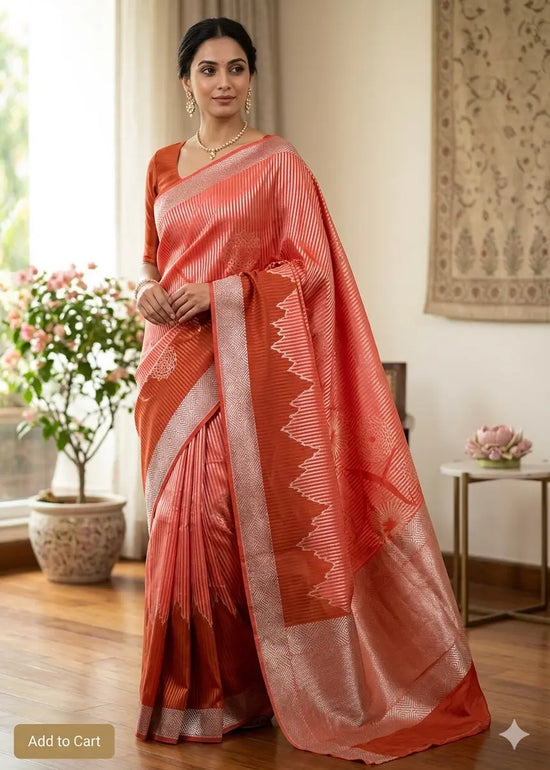 Banarasi Crepe Silk Saree in Sunset Ombré