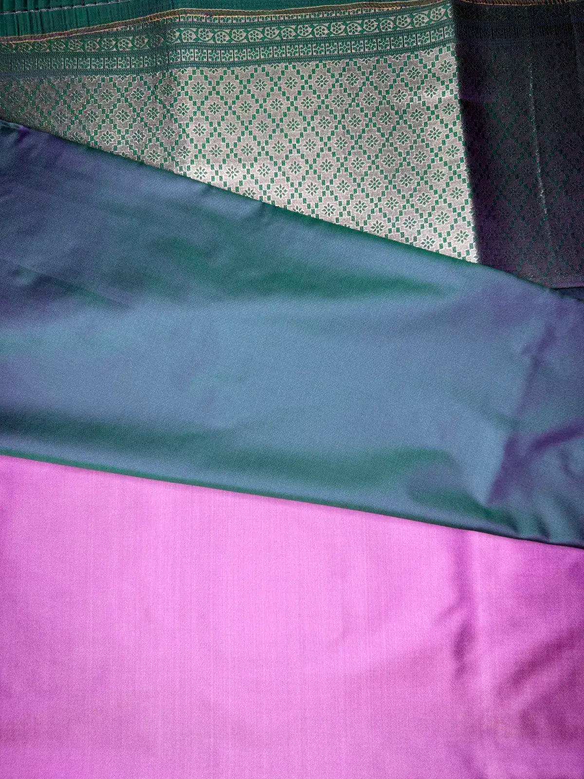 Kanchi Soft Silk Saree – Pastel Onion Pink with Teal Pillayar Katam Border