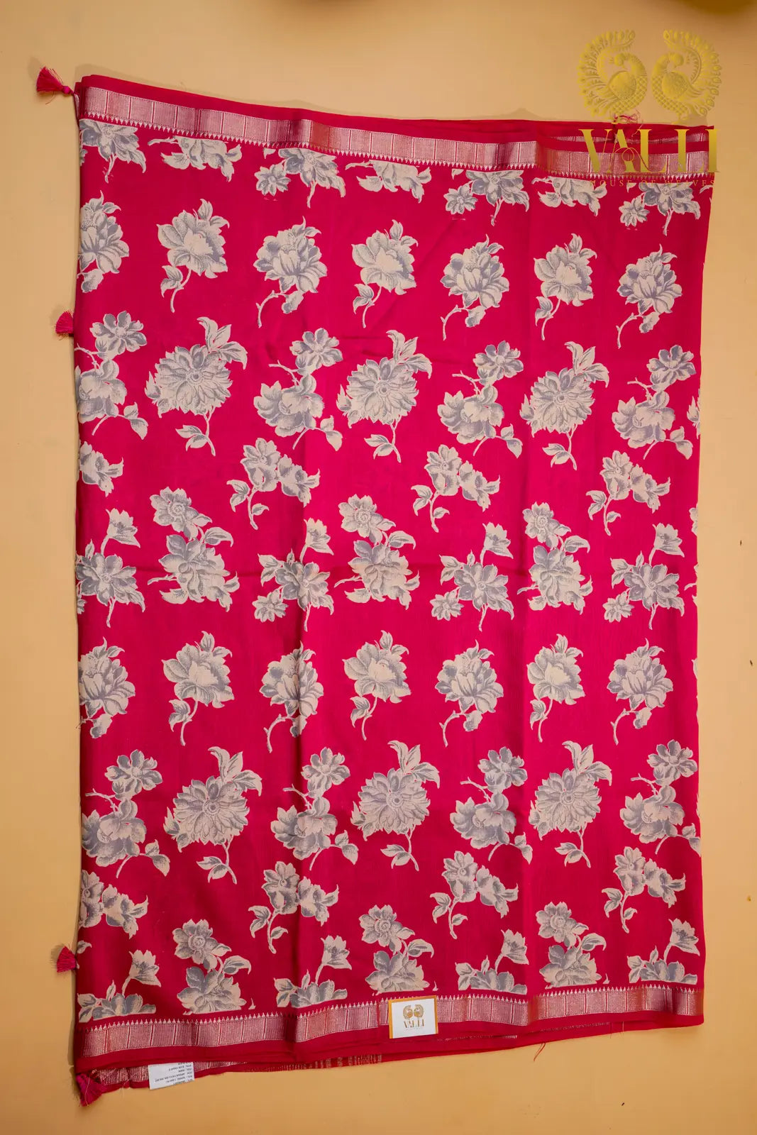 Pink Floral Cotton Saree 