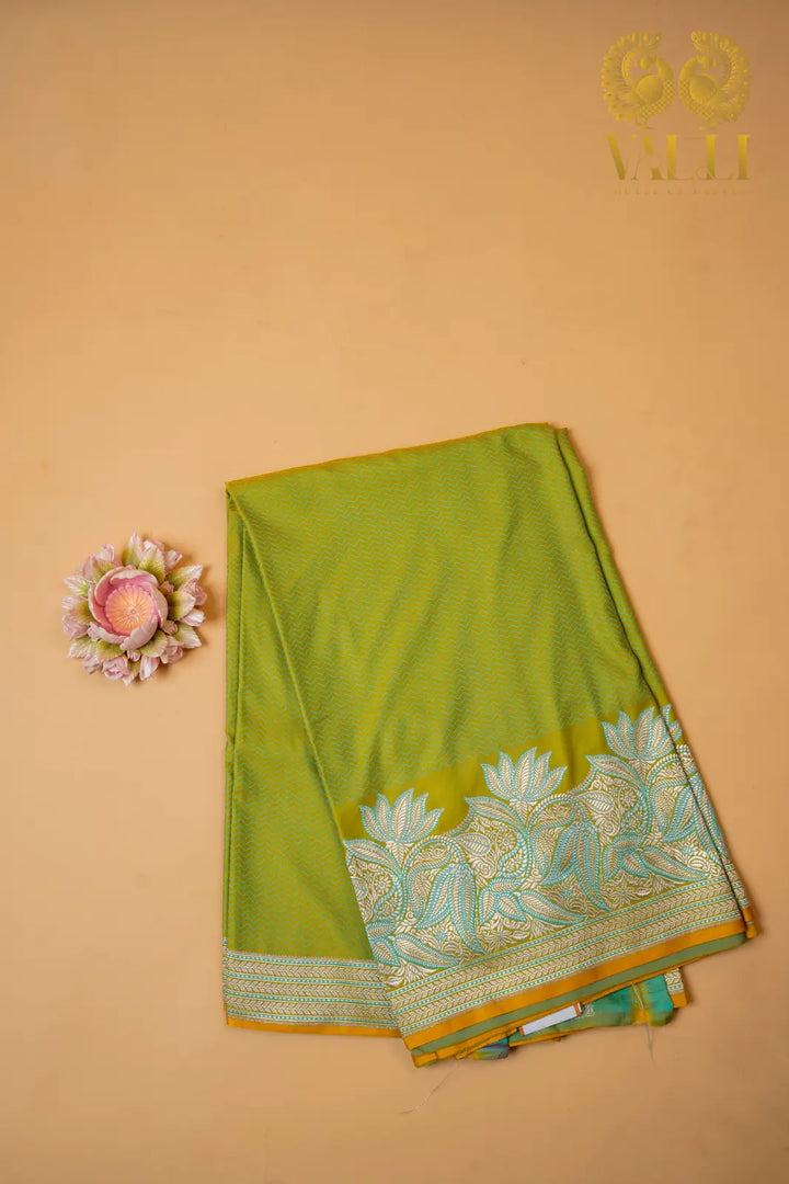 Lemon green semi Banarasi 
