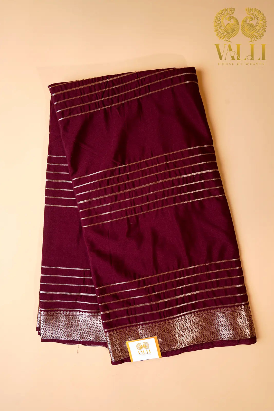Maroon Striped Heritage Silk Saree