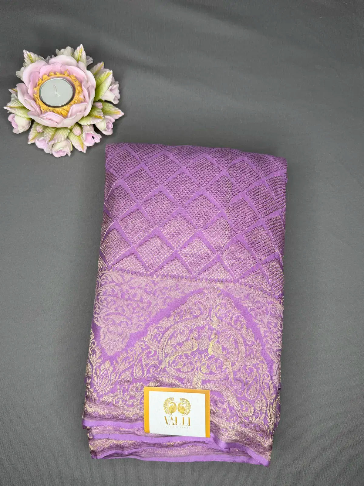 Banarasi crepe silk saree lilac 