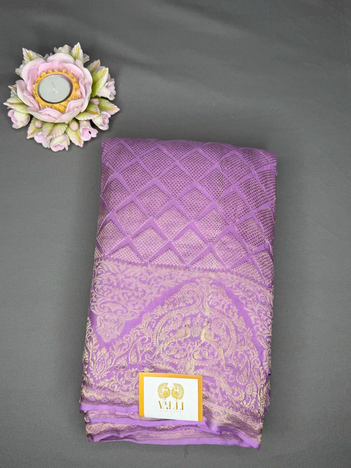 Banarasi crepe silk saree lilac 