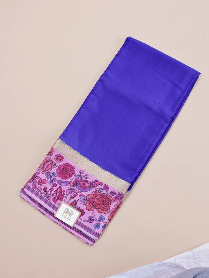 Kalamkari Crepe  – Blue - Valli House of Weaves