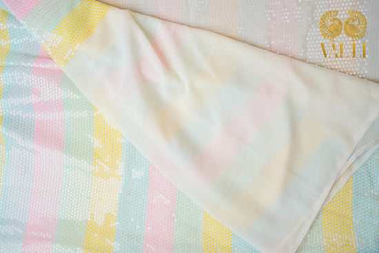 Sequins saree pastel green 