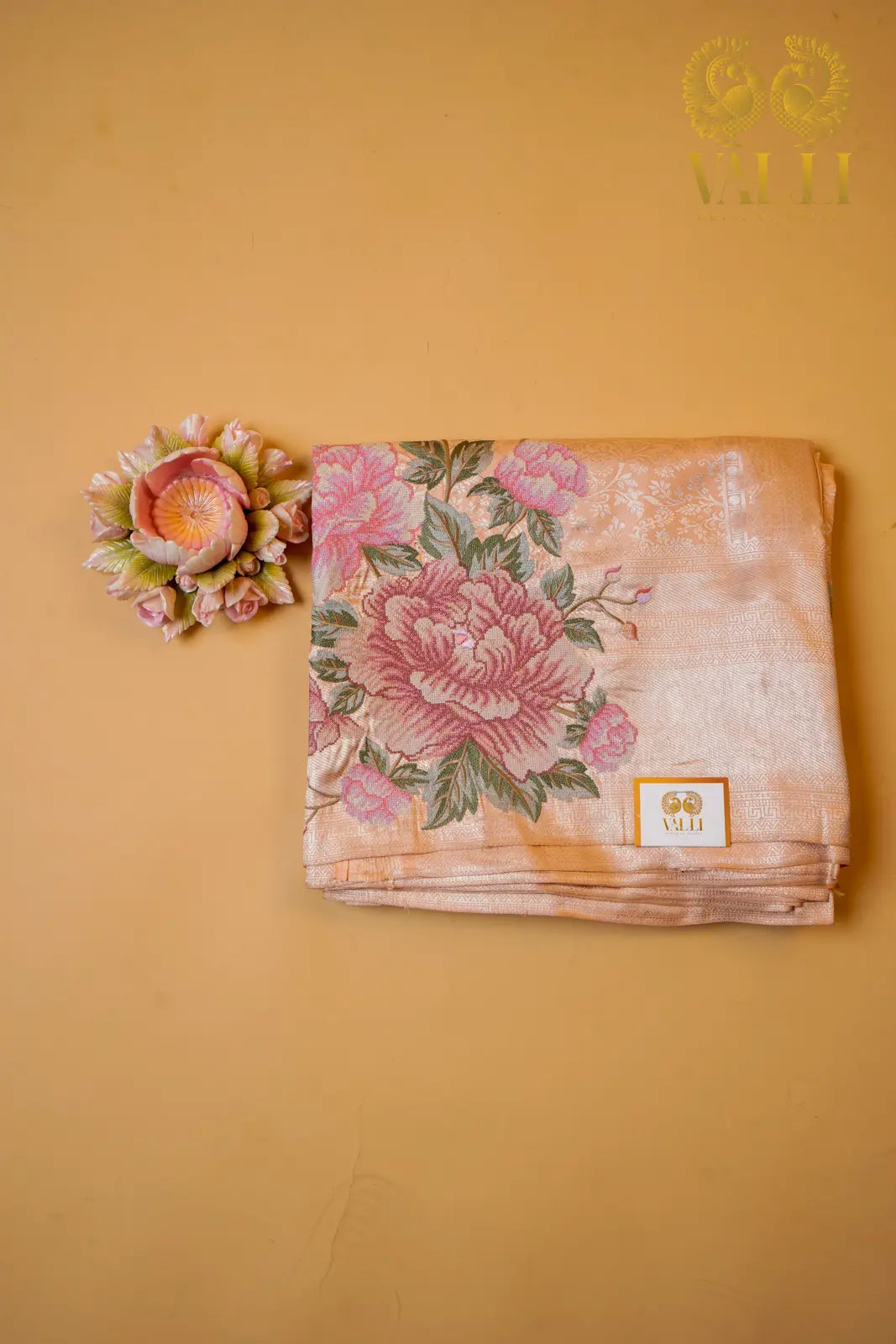 Pure Kanchipuram Silk Saree with Silver Zari & Cross-Stitch Embroidery