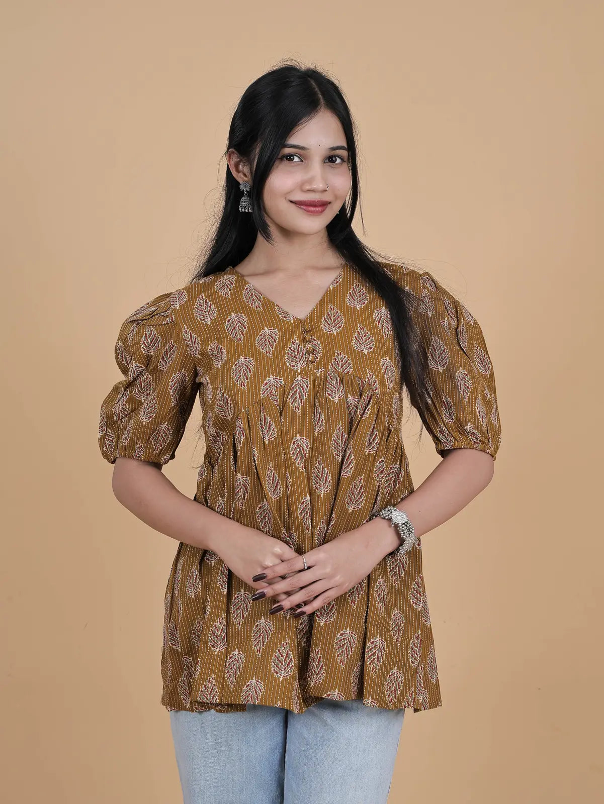 Short Kurti brown leaf