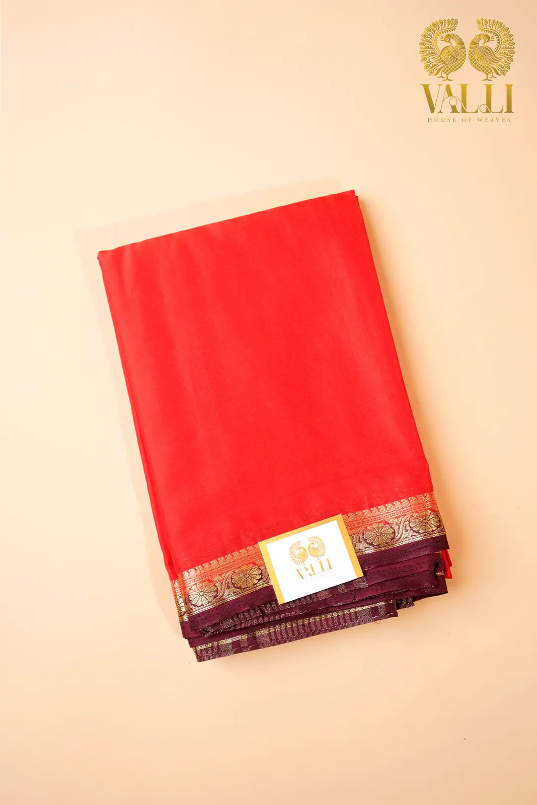Orange Semi-Crepe Saree with Snuff Border & Pallu