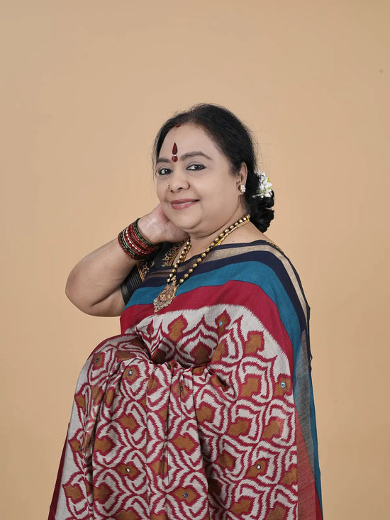 Viscose Cotton Ikat Pattern Saree