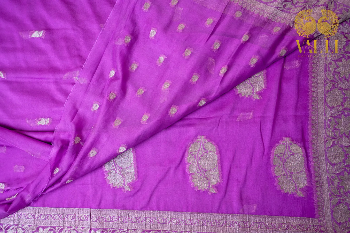 Lavender Chiffon Saree with Elegant Silver Zari Border