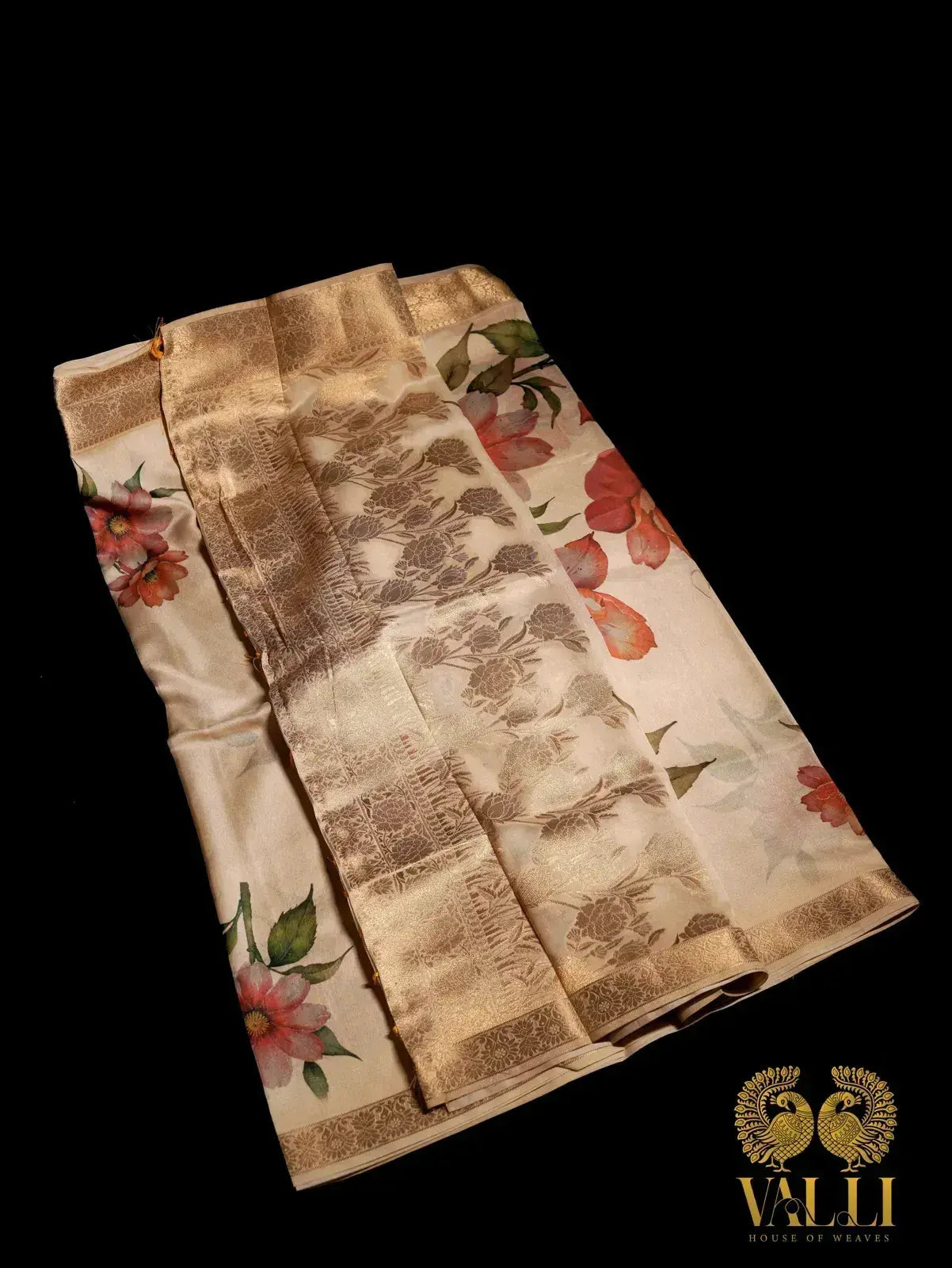 Floral Bloom Georgette Saree with Heavy Brocade Pallu