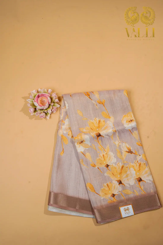 Tissue Tussar Silk Saree Pastel Brown 
