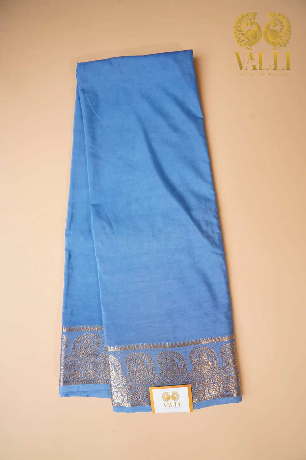 Grey-Toned Mango Border Semi-Crepe Silk Saree