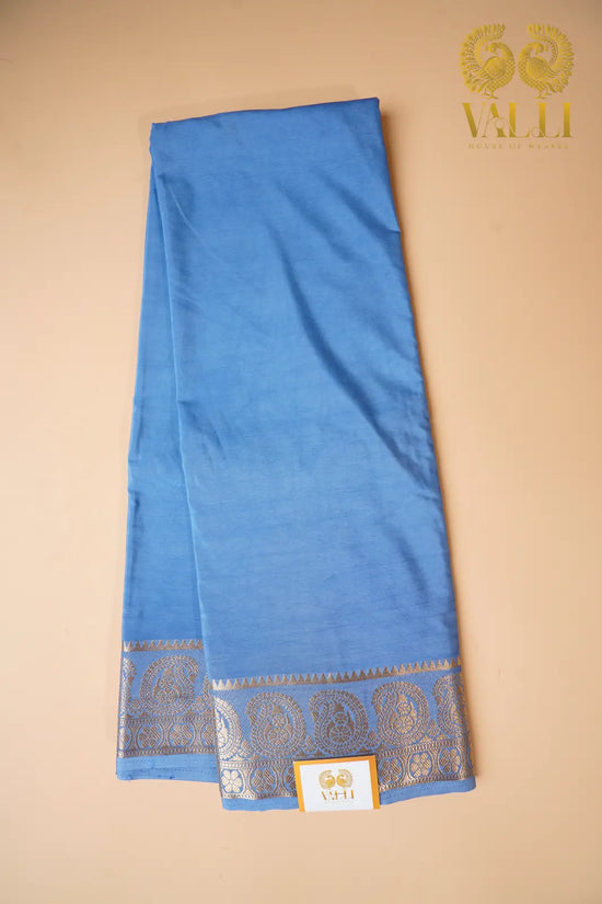 Grey-Toned Mango Border Semi-Crepe Silk Saree