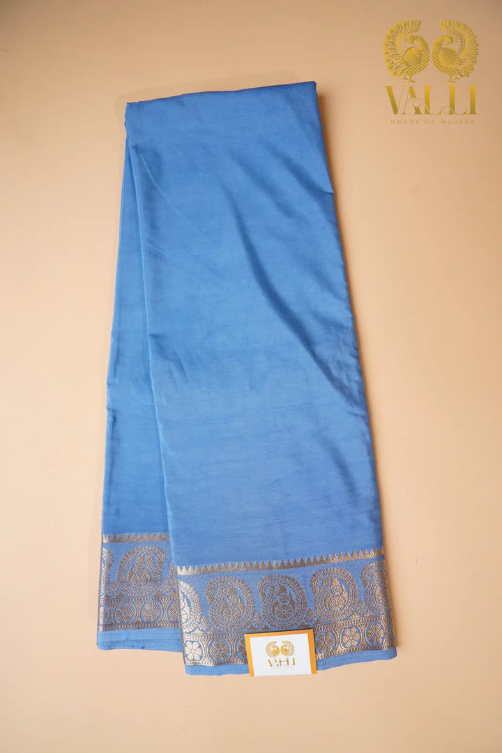 Grey-Toned Mango Border Semi-Crepe Silk Saree