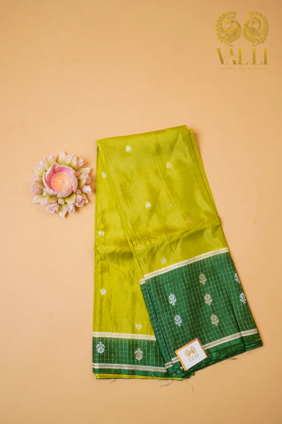 Dola Silk Parrot Green & Dark Green Sare