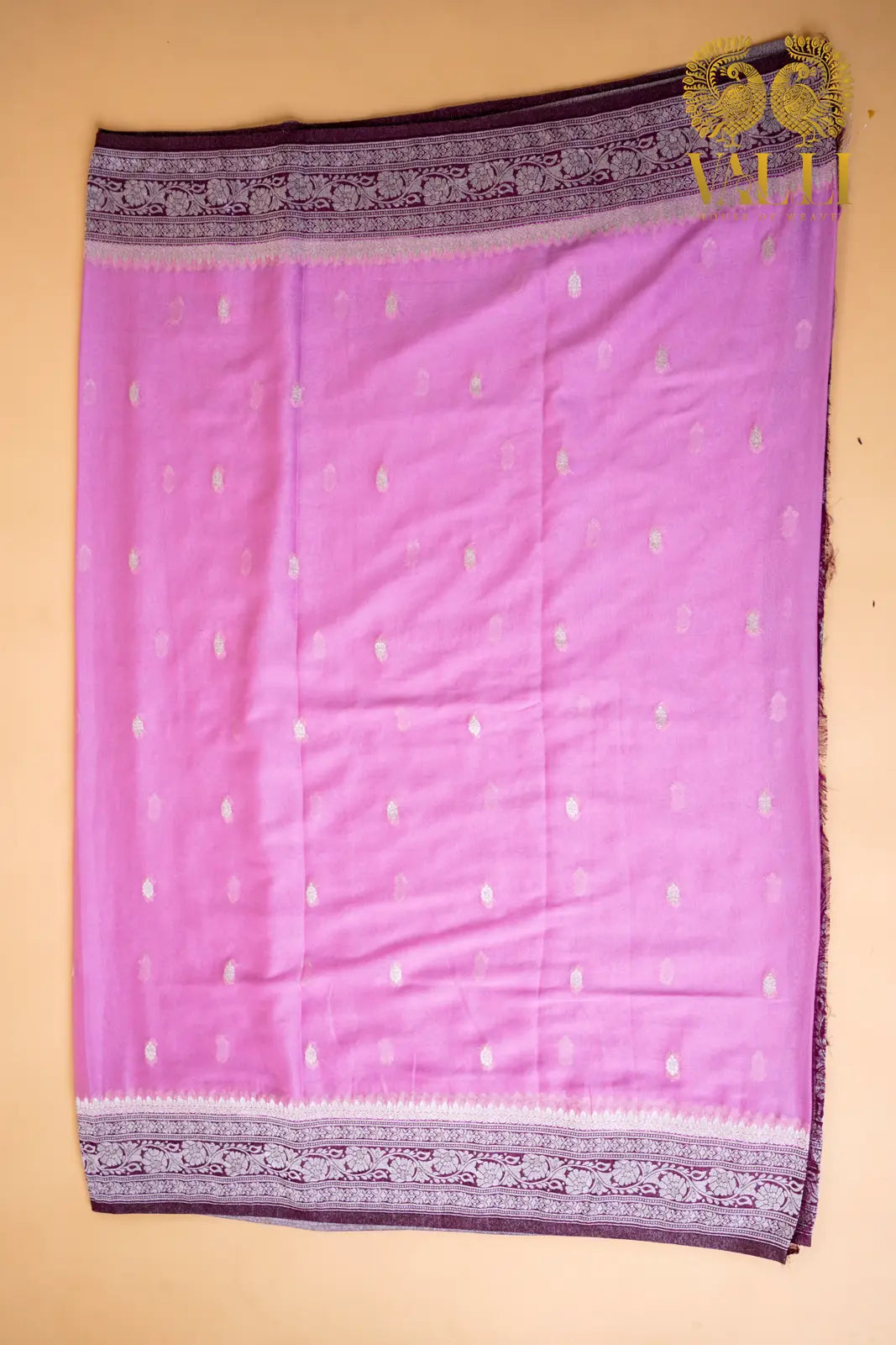 Pink Chiffon Saree with Elegant Silver Zari Borde