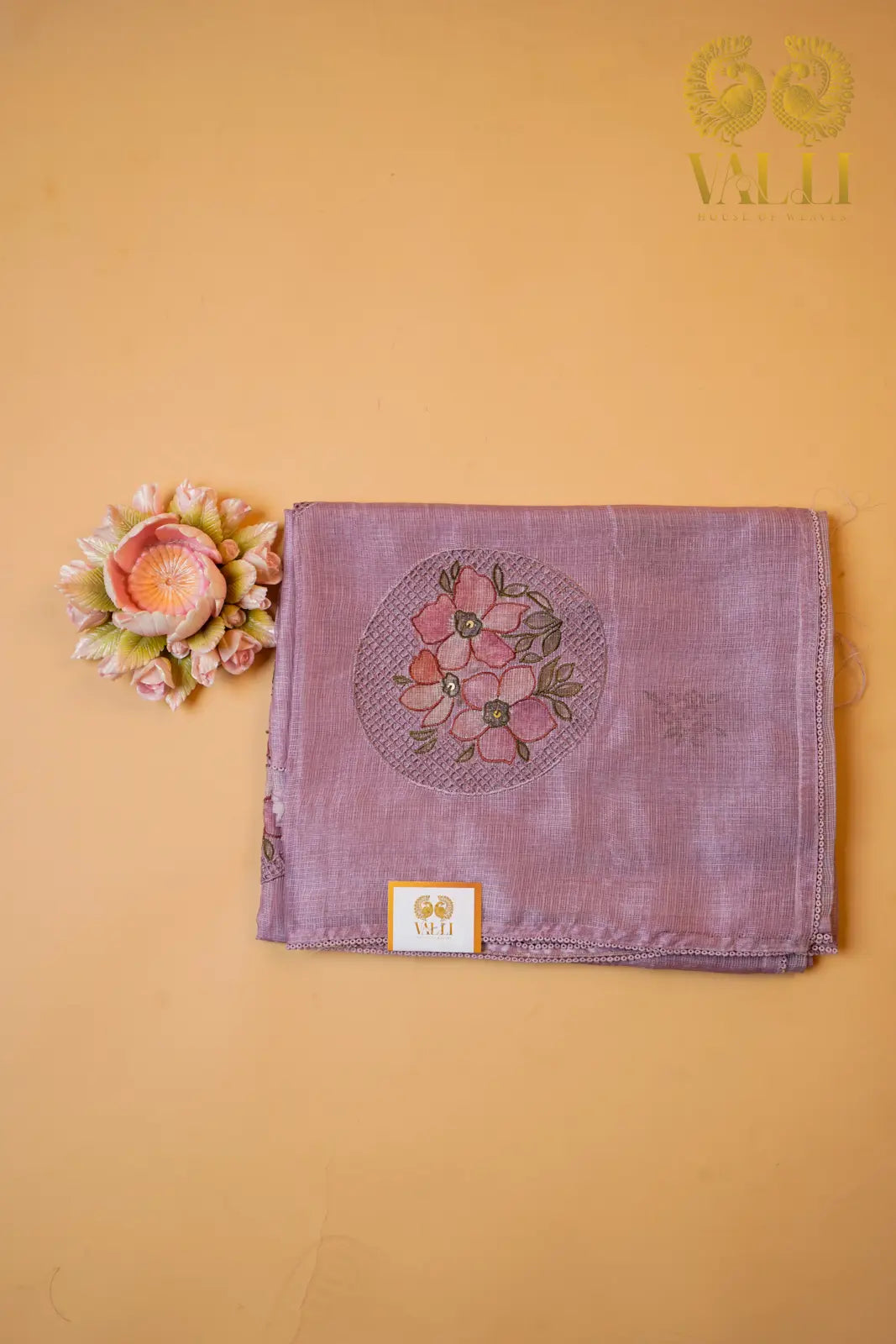Kota Embroidery Saree with Cut Work Patch & Self Colour Blouse