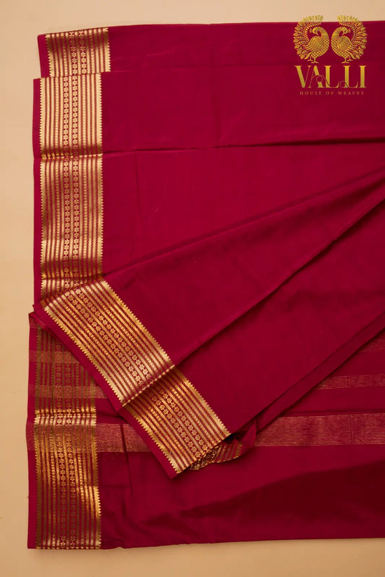 Crimson Red Semi Crepe Silk Saree with potli Zari Border