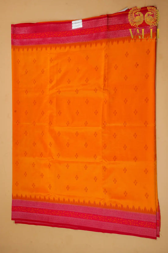 Traditional Soft Silk Saree – Mustard Yellow with Ikat Motifs & Contrast Pink Brocade Pallu