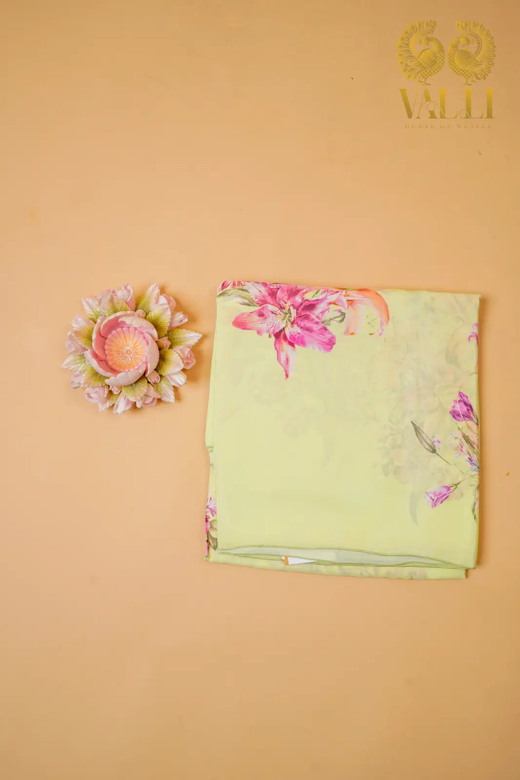 Green Floral Satin Crepe Saree – Lightweight Digital Print Elegance