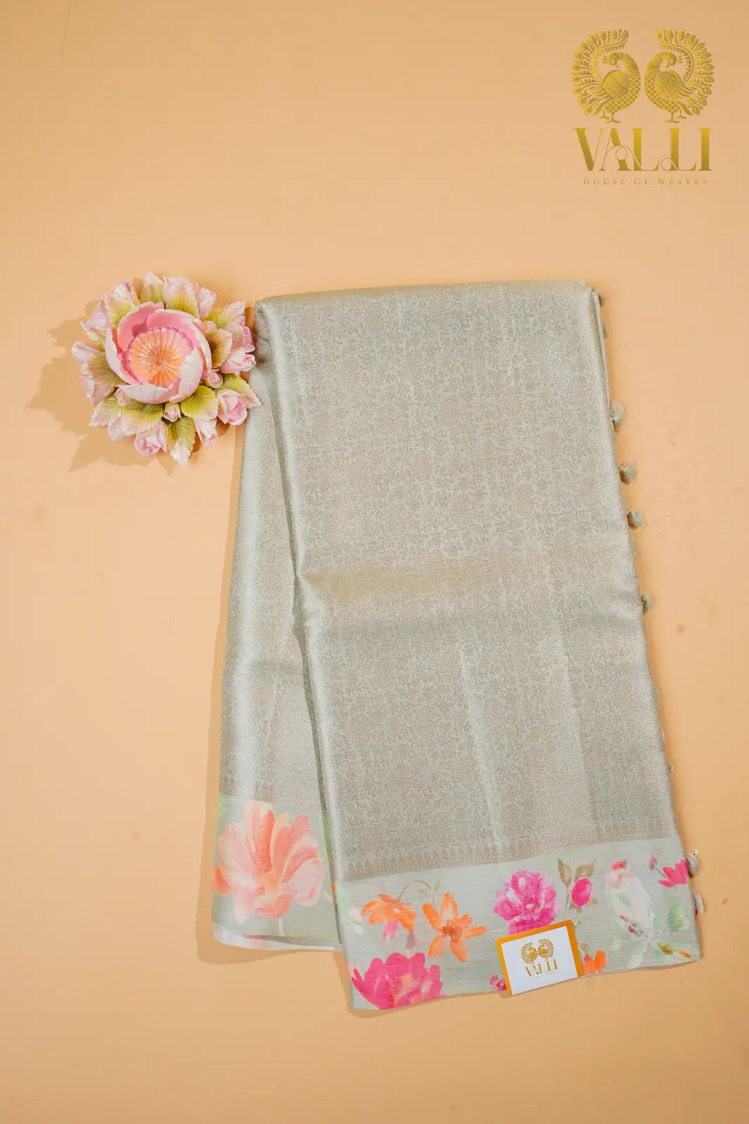 Brocade tussar silk pastel pink 