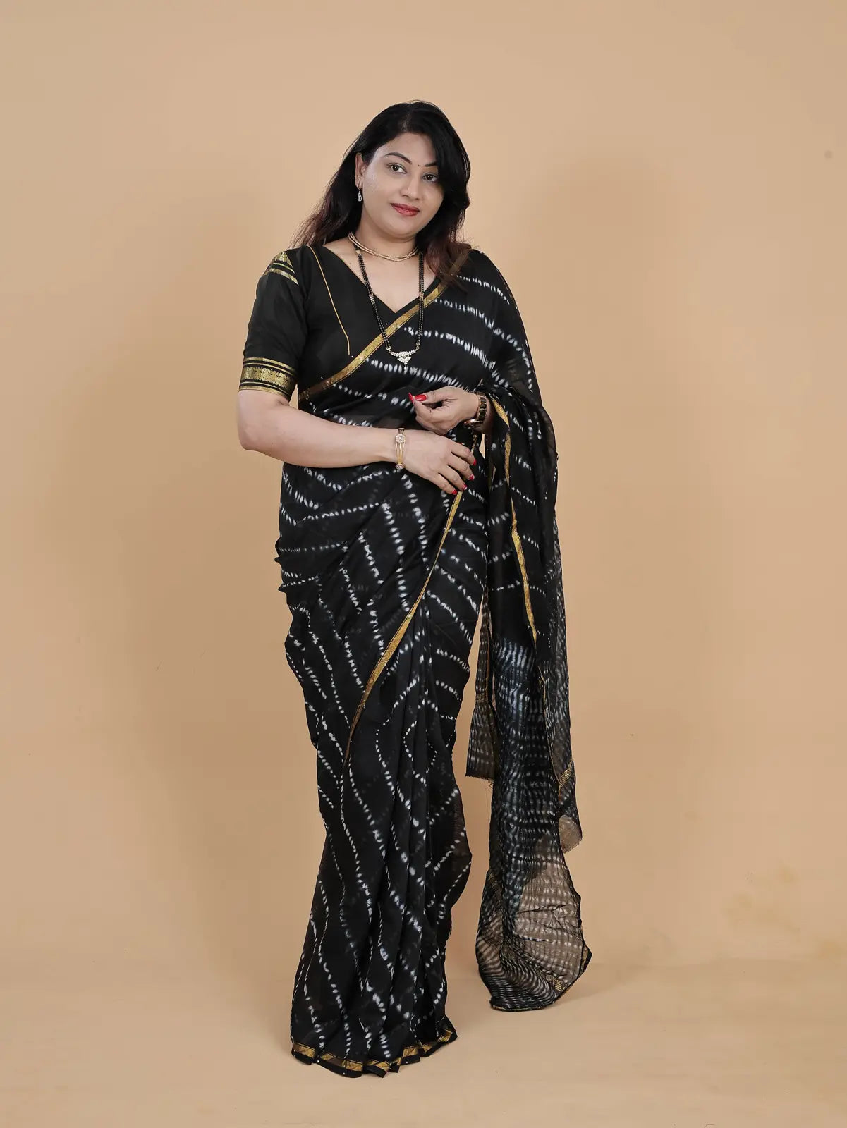 Pure Cotton Saree with All-Over Shibori Print