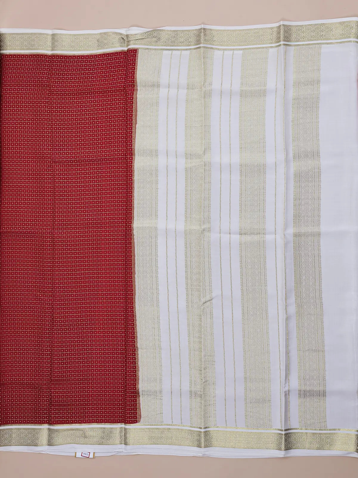 Thousand Butta Red & White | Pure Crepe Silk Checks Saree