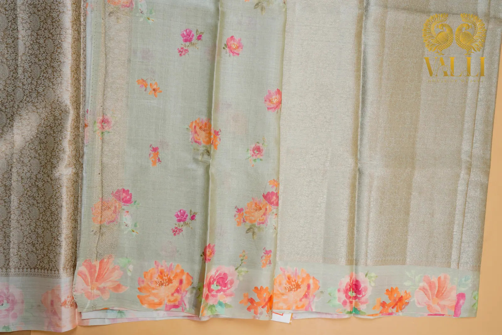 Brocade tussar silk pastel pink 