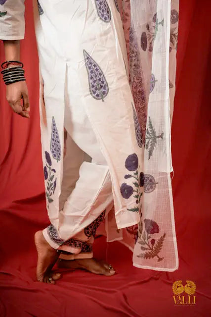Jaipur cotton salwar white with Kota dupatta